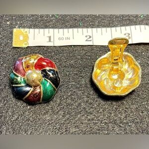 Vintage Colorful Goldtone Clip‎ on Earrings